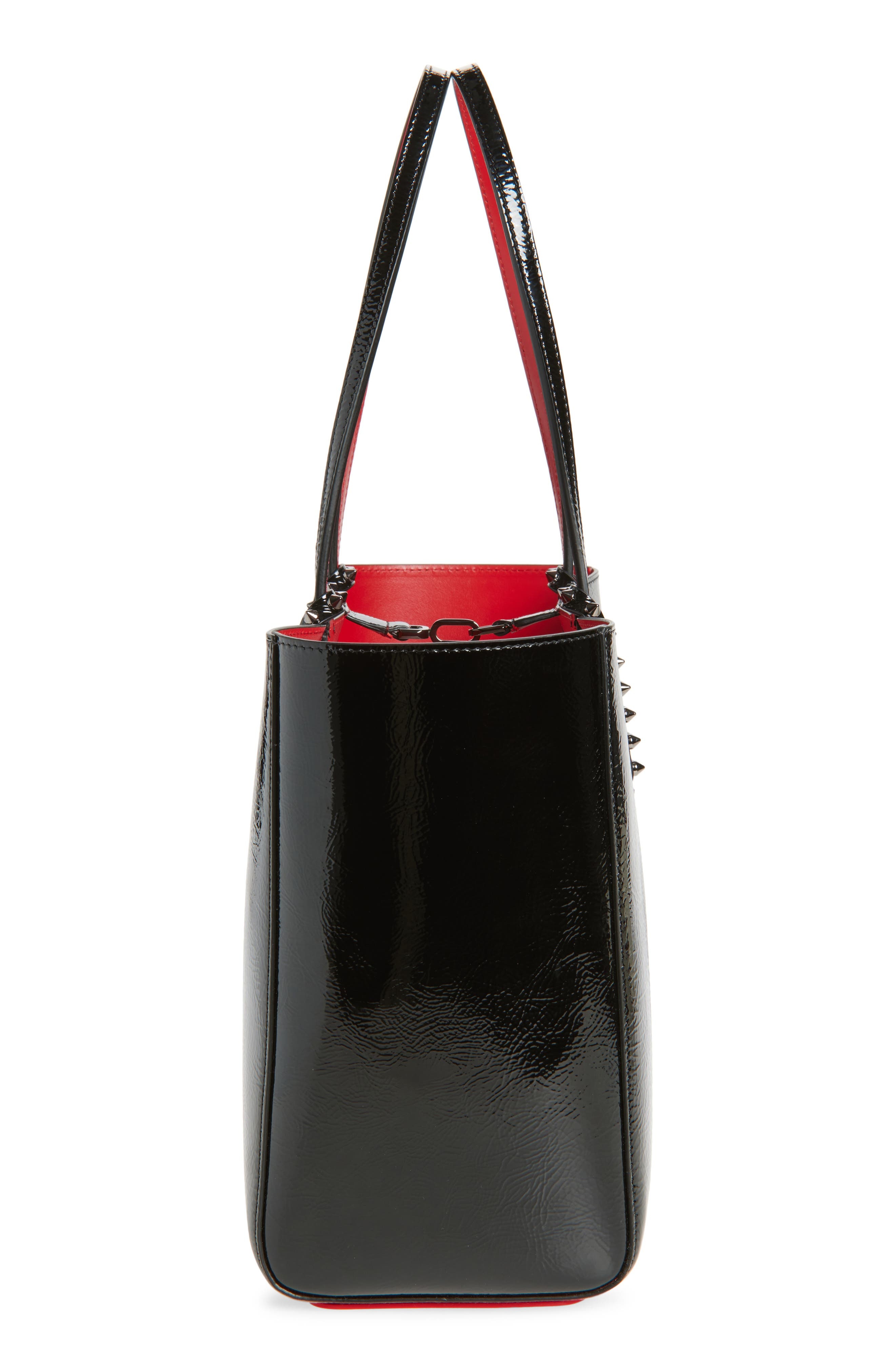 Christian Louboutin Small Cabata Soft Crinkle Patent Leather Tote in Black at Nordstrom - 6