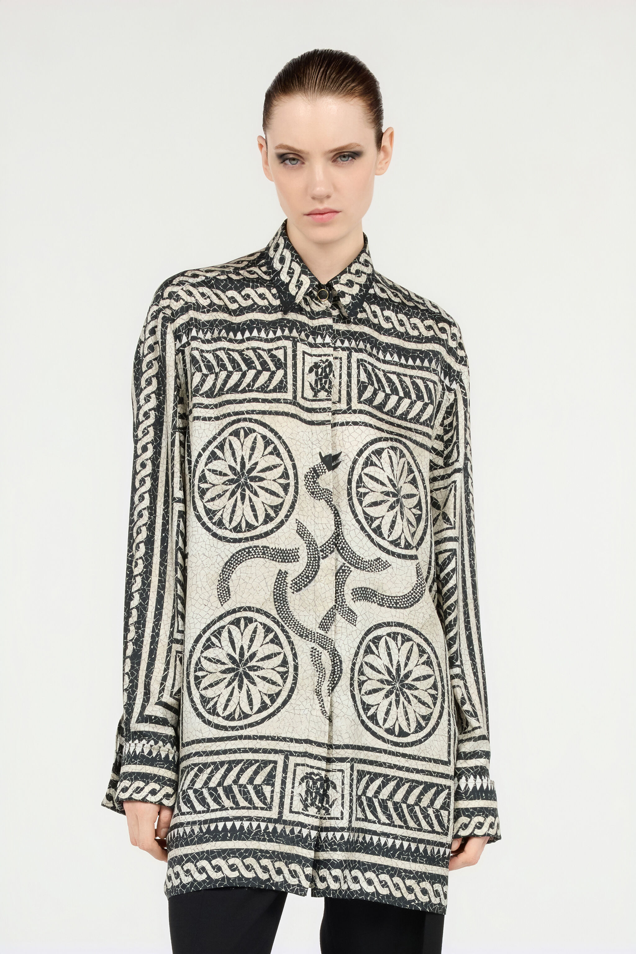 Silk Shirt With Mosaic Print - 3