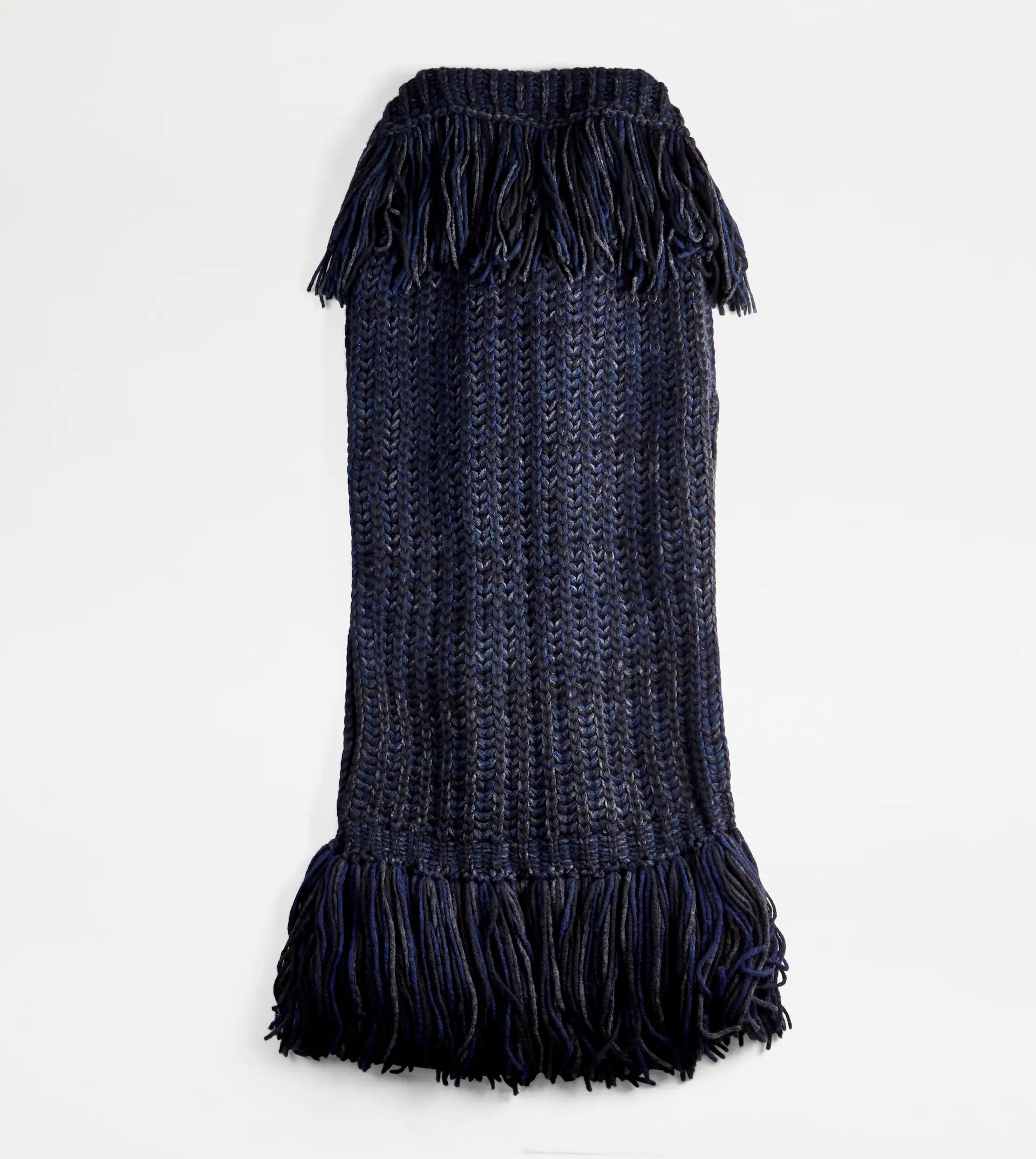 CAPE MOULINÉ WITH FRINGES - BLUE - 8