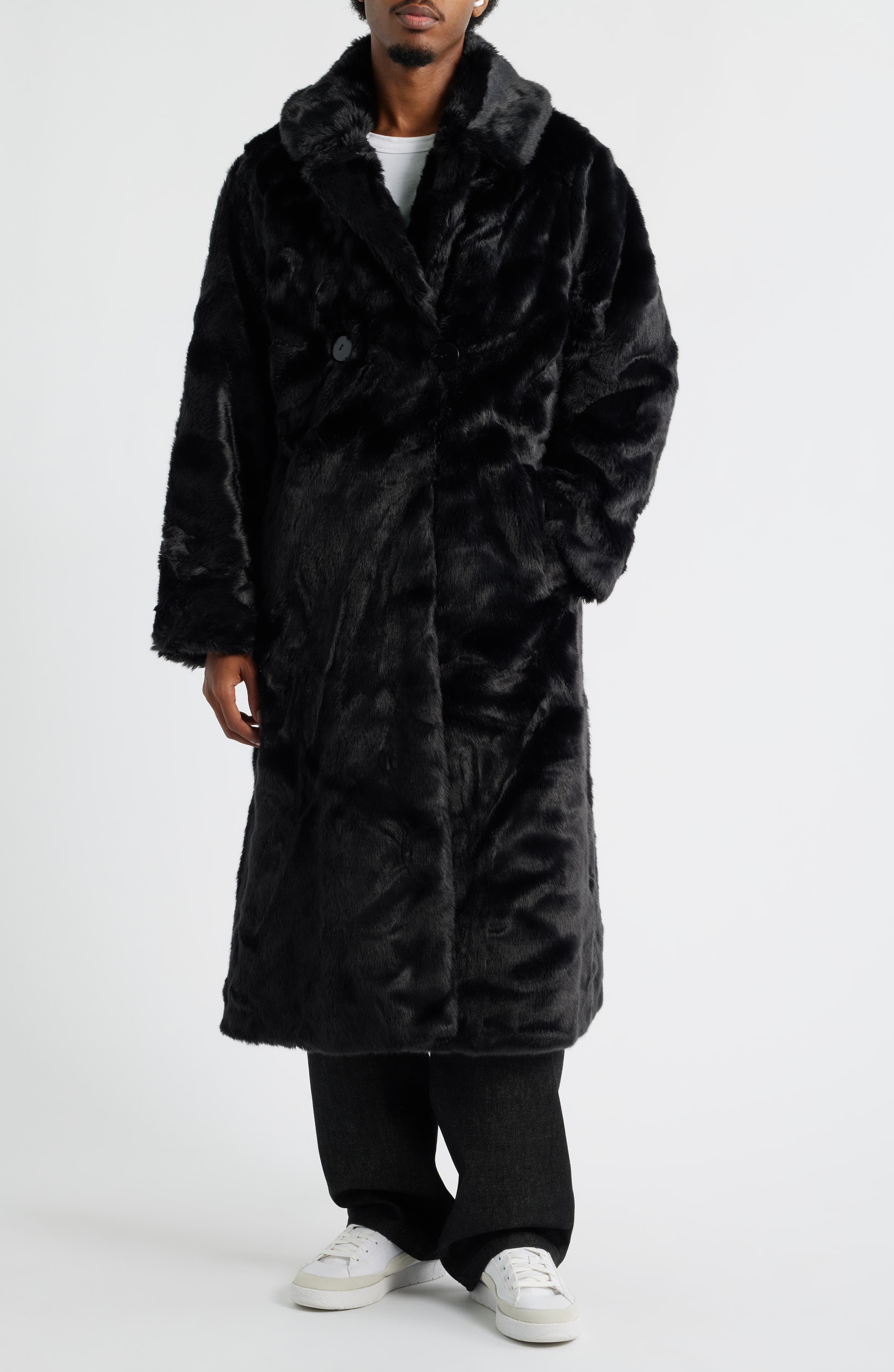 PUMA x A$AP Rocky Flacko Faux Fur Coat in Puma Black at Nordstrom - 4