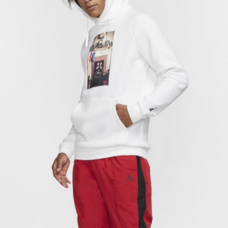 Air Jordan Jumpman Chimney Printing Fleece Stay Warm Pullover White CT4886-100 - 5