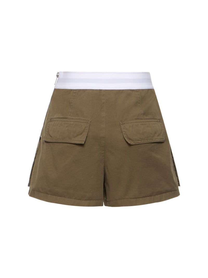 High waist cotton cargo shorts - 5