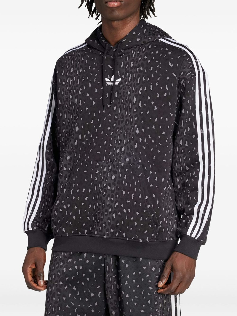 adidas leopard-print three-stripe hoodie outlook