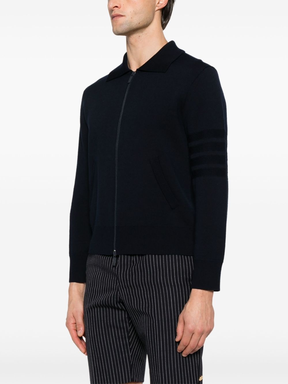 4-Bar stripe zipped cardigan - 3
