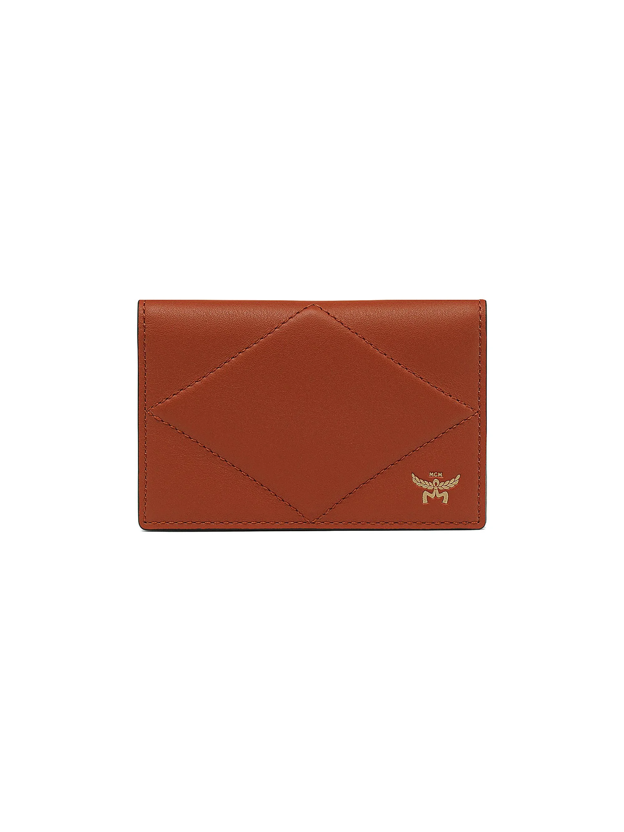 Men's Diamond Leather Card Holder - Coconut Shell Brown - 1