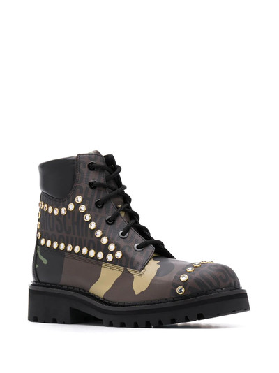 Moschino studded camouflage boots outlook