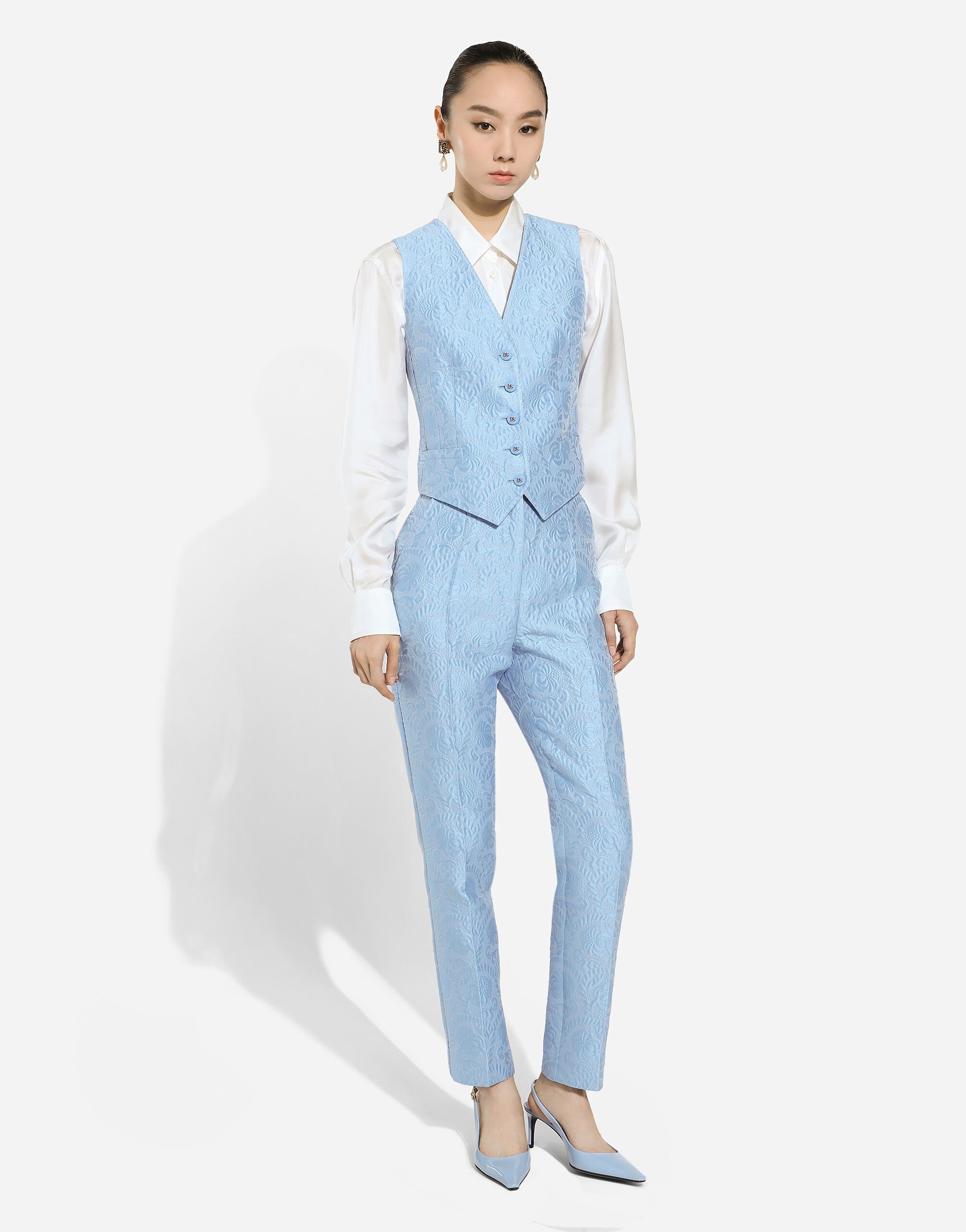Tailored floral quilted jacquard pants - 2