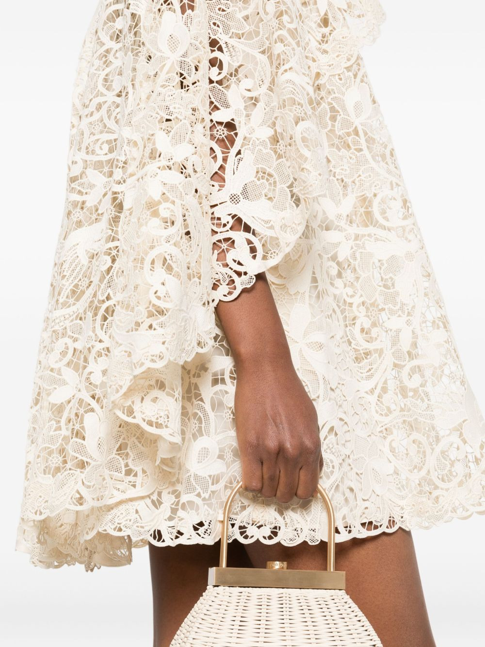 lace ruffled mini dress - 5
