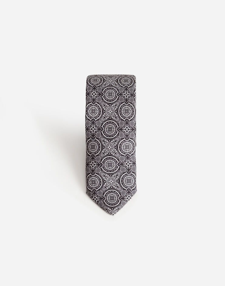 Tie-print silk jacquard blade tie (6 cm) - 2