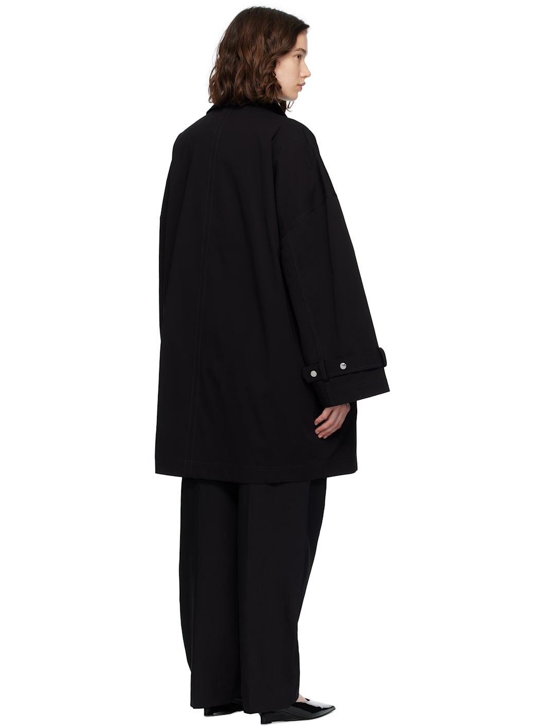 Black Oversized Trench Coat - 3