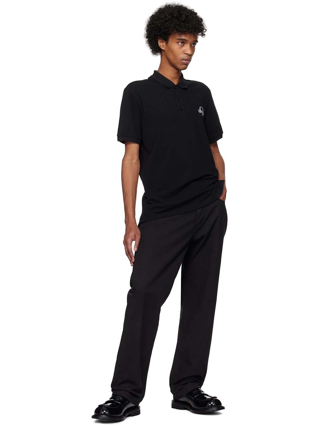 Black Laurel Crown Emblem Polo - 4