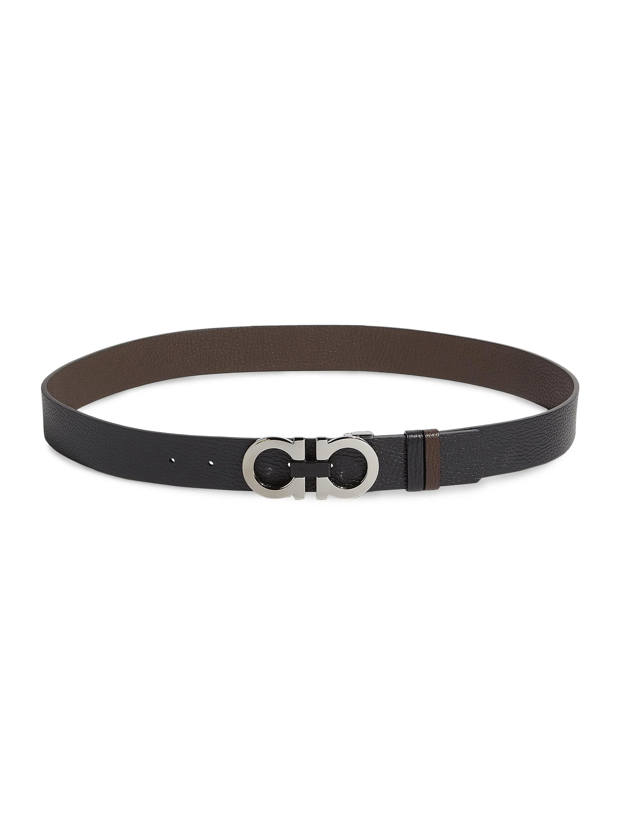 Men's Gancini Buckle Adjustable Cut-to-Size Reversible Belt - Nero Hickory - 1
