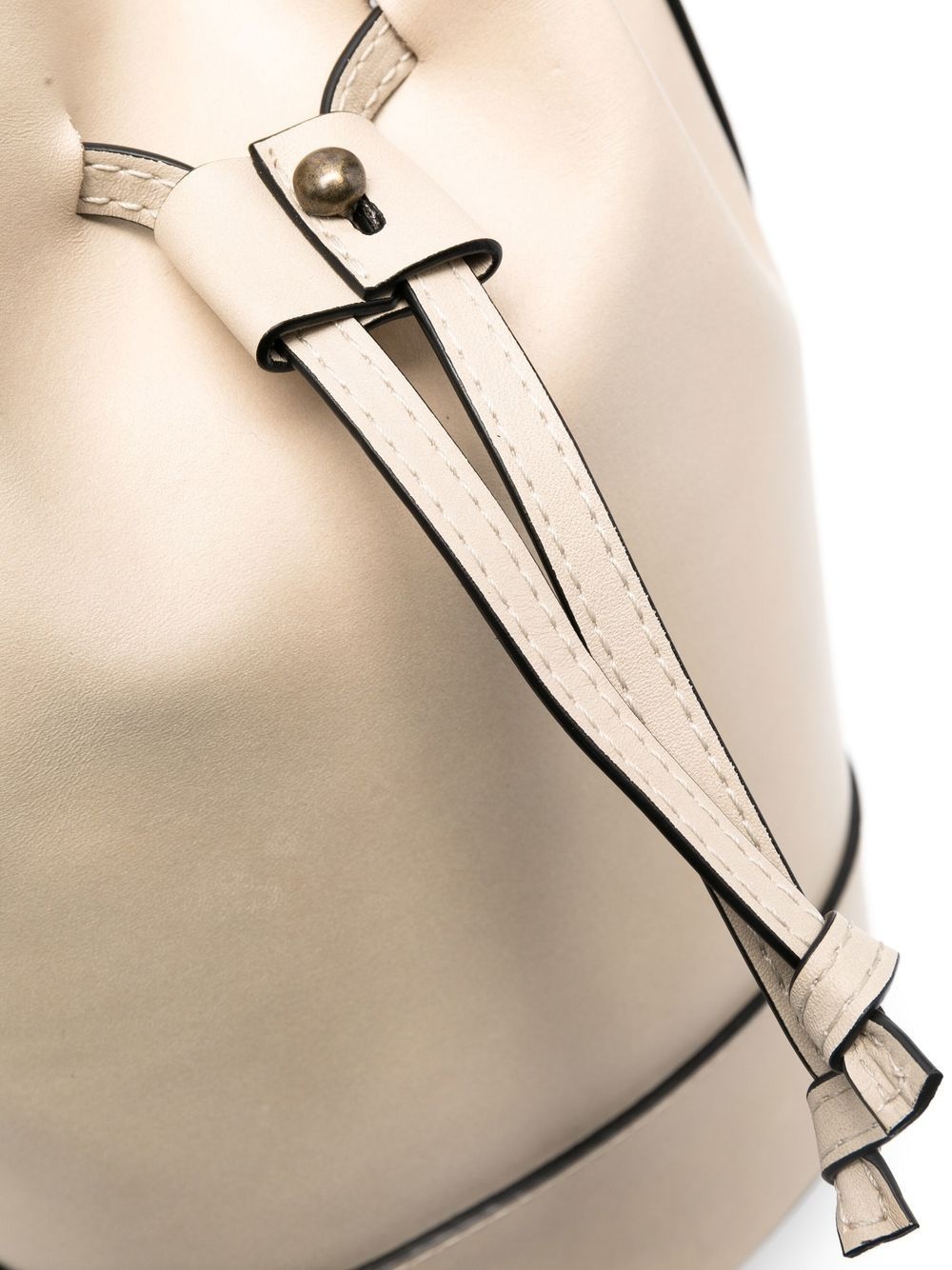 Saddle leather drawstring bucket bag - 3