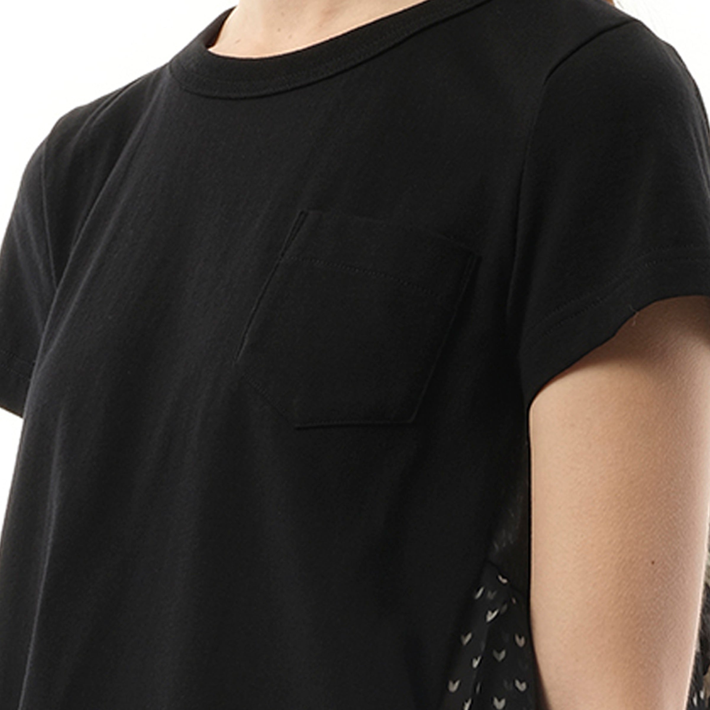 Pattern Knit Print Cotton Jersey T-Shirt in Black/Multicolour - 3