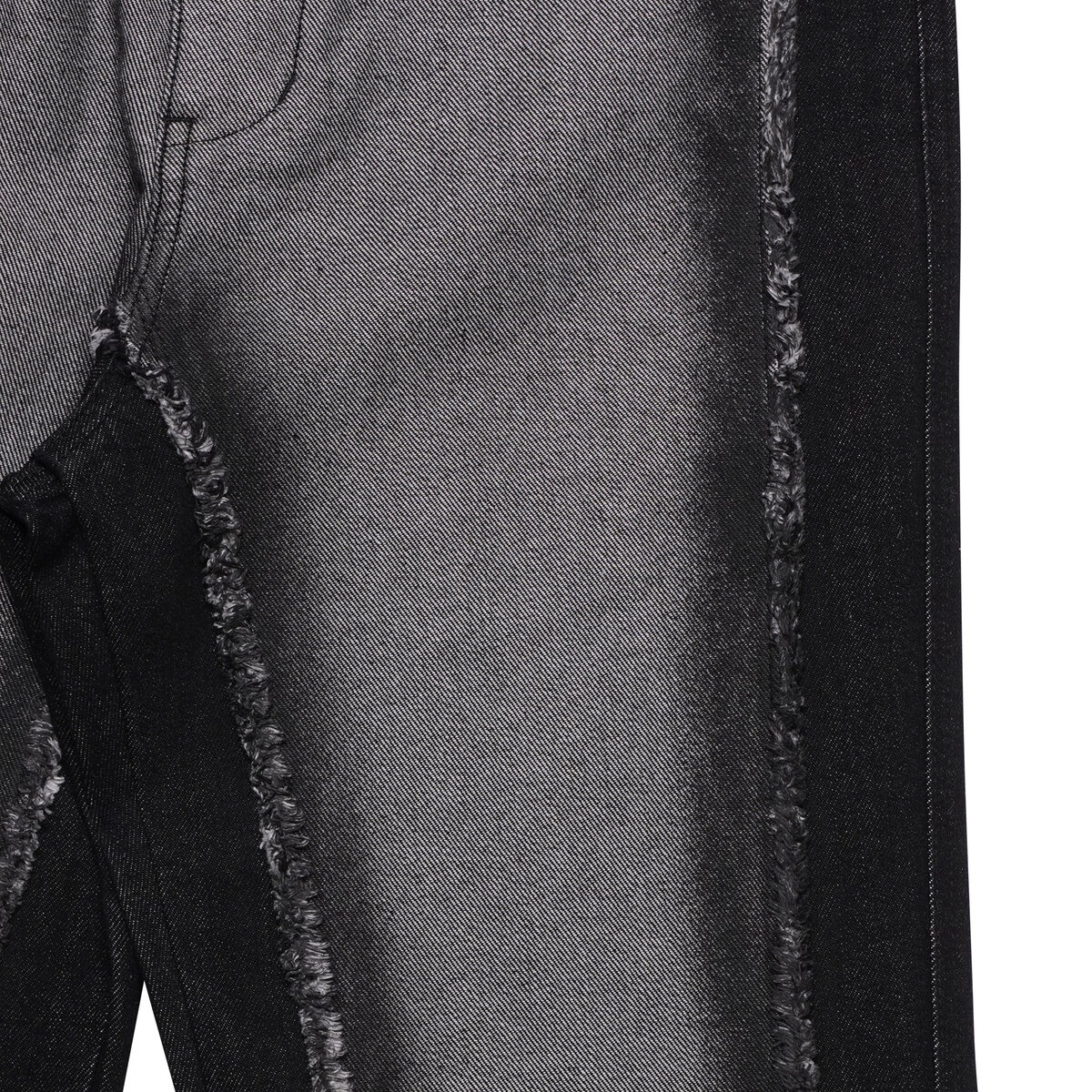 Raw Edge Patchwork Jeans in Black - 4