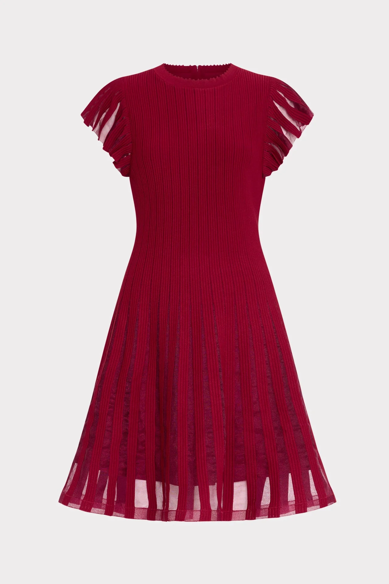 Sheer Flutter Sleeve Knit Dress - 1