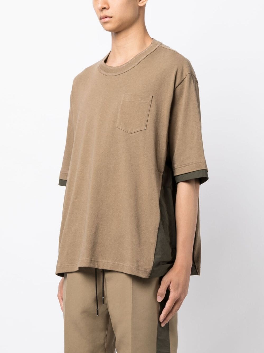 panelled cotton T-shirt - 5