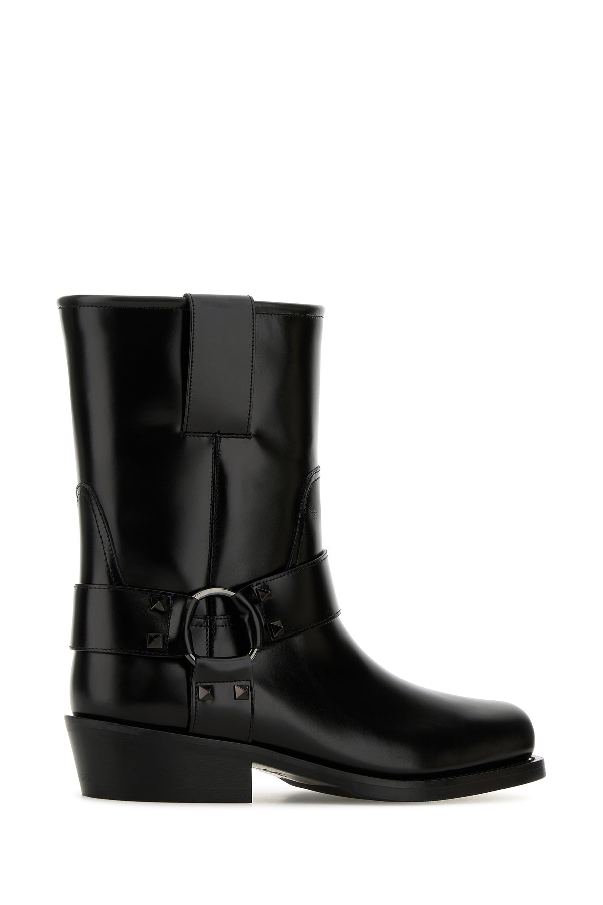 Black leather Biker Rockstud ankle boots - 5