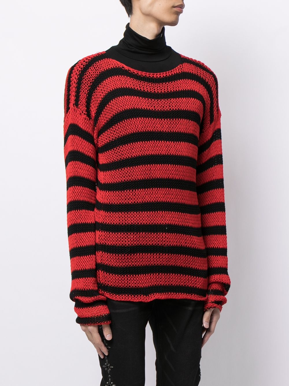 stripe knit cotton jumper - 3