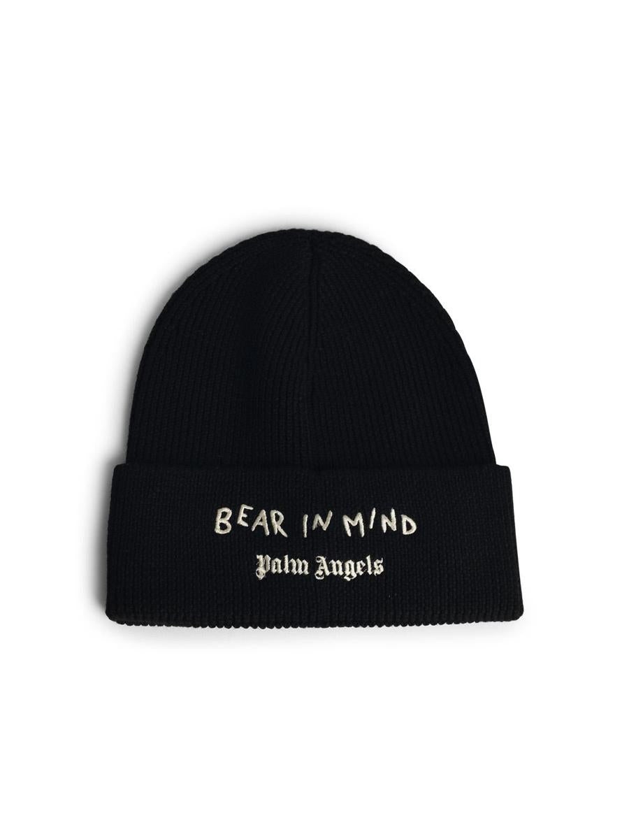 Palm Angels 'Bear In Mind' Black Wool Beanie - 2