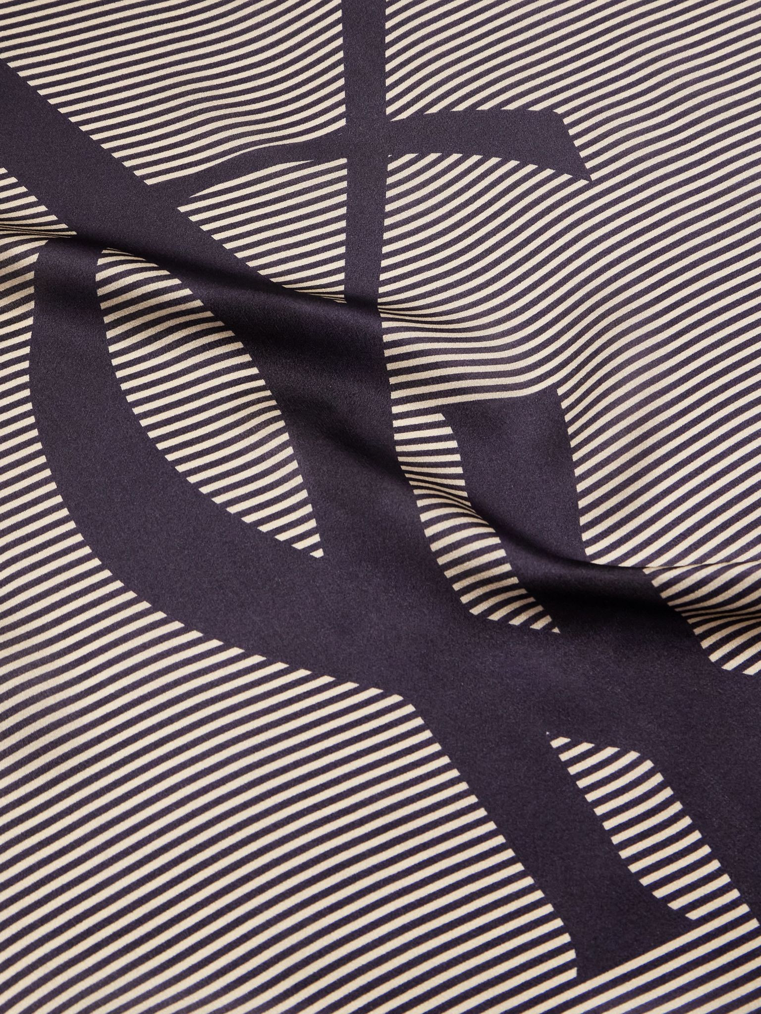 Logo-Print Striped Silk-Satin Scarf Neutral - 3