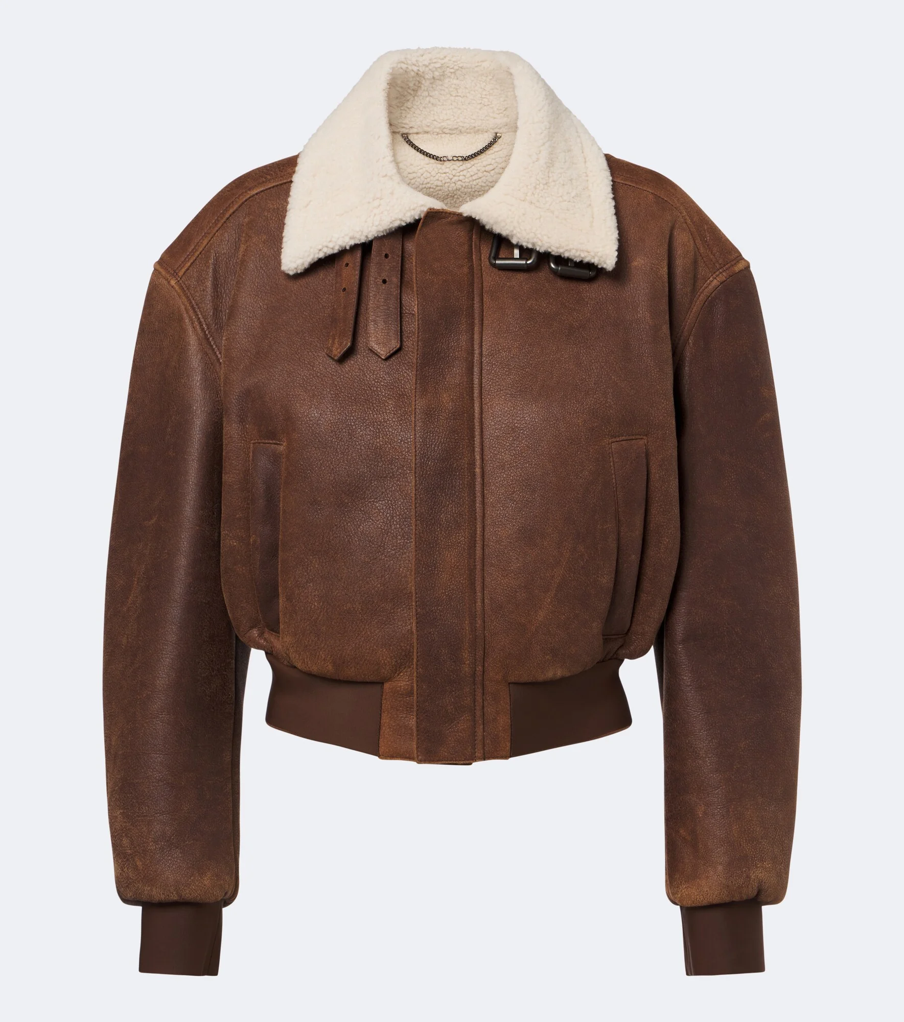 Shearling-trimmed leather blouson jacket - 1
