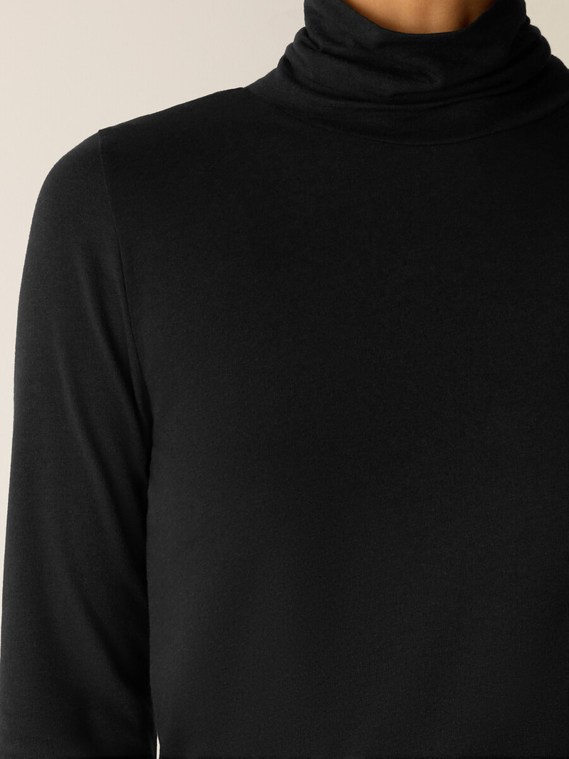 Sheer Cotton Blend Knit Turtleneck Top 5