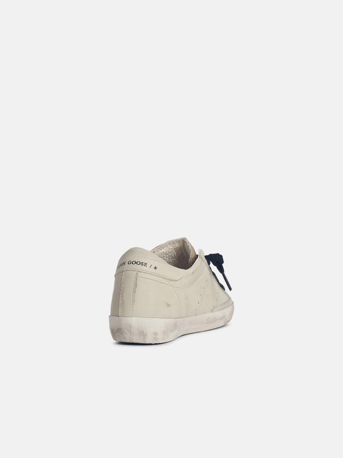 'SUPER-STAR' LIGHT BEIGE LEATHER BLEND SNEAKERS WITH LEOPARD PONY HAIR STAR - 3