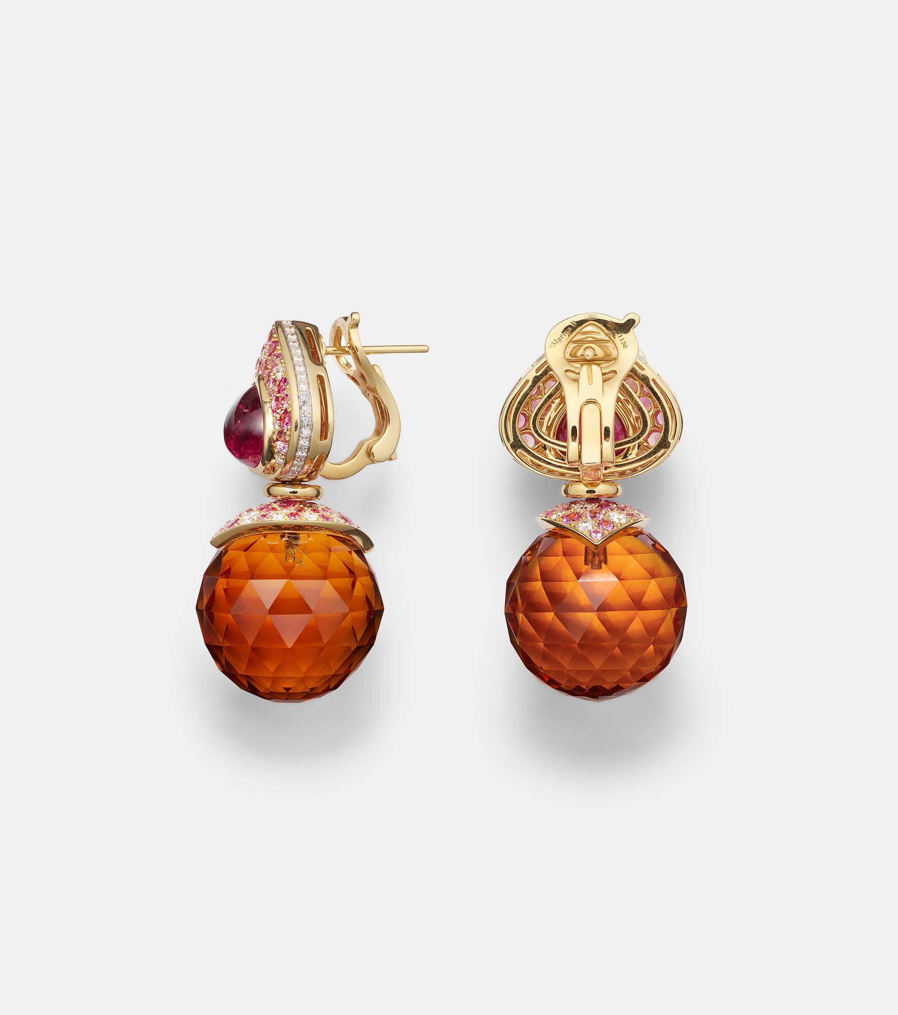 Acilla 18kt gold drop earrings with gemstones - 4