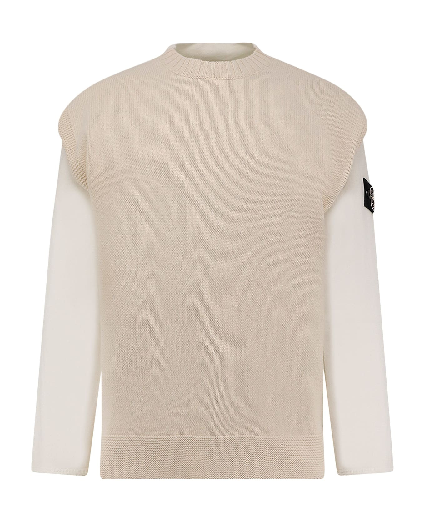 Cotton Sweatshirt With Knitted Insert - 1