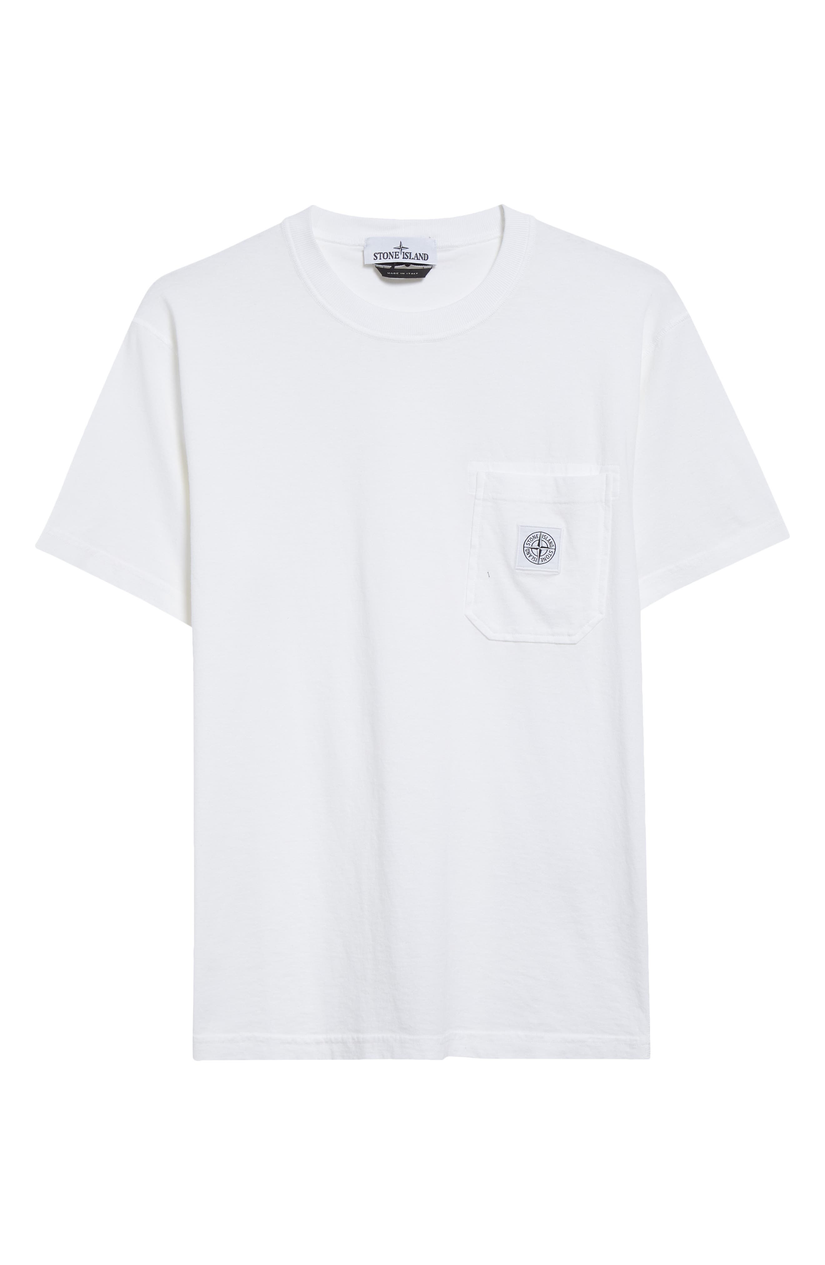 Stone Island Compass Logo Patch Organic Cotton Pocket T-Shirt in White at Nordstrom - 6