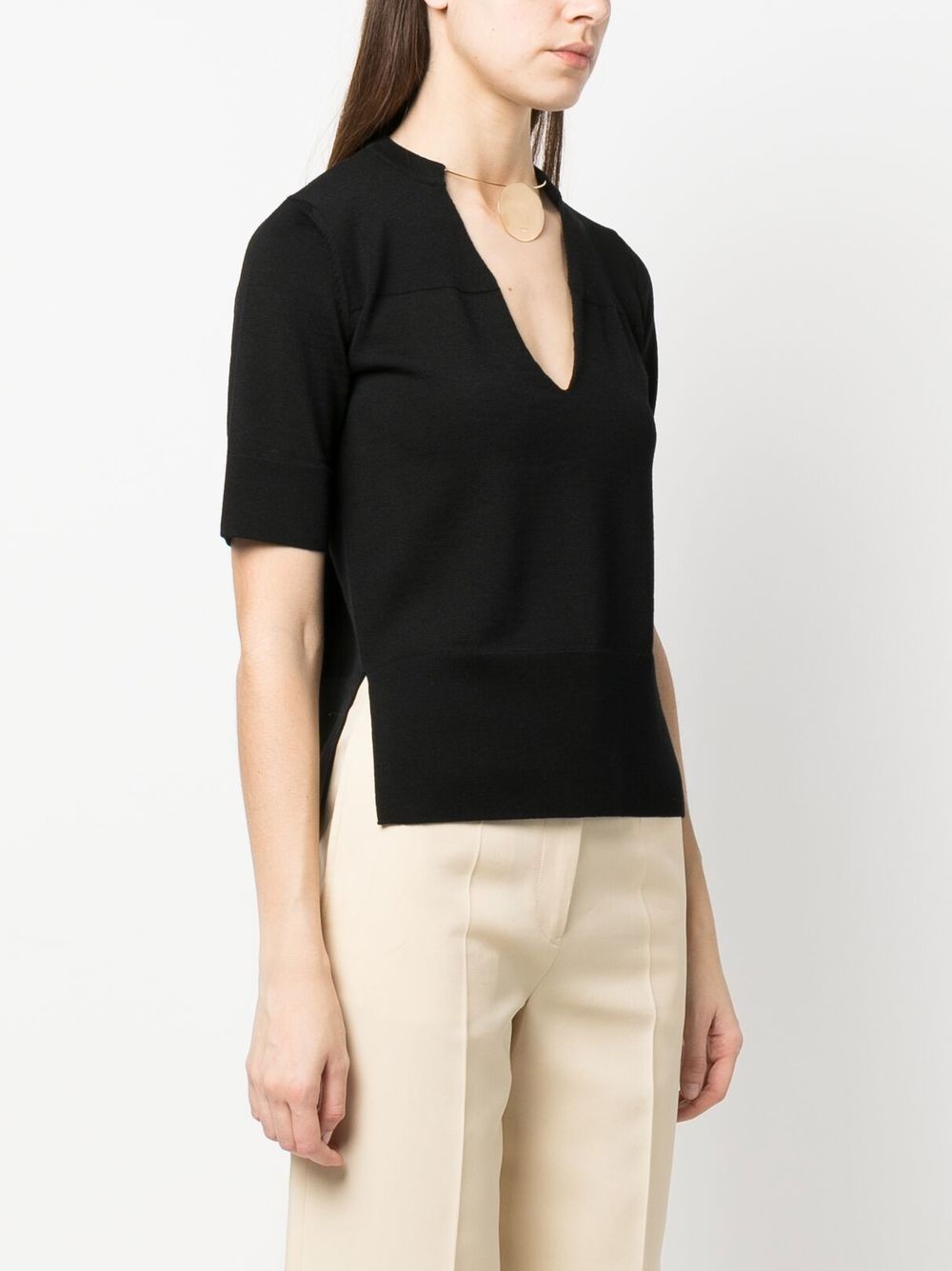 choker-neck short-sleeve top - 3