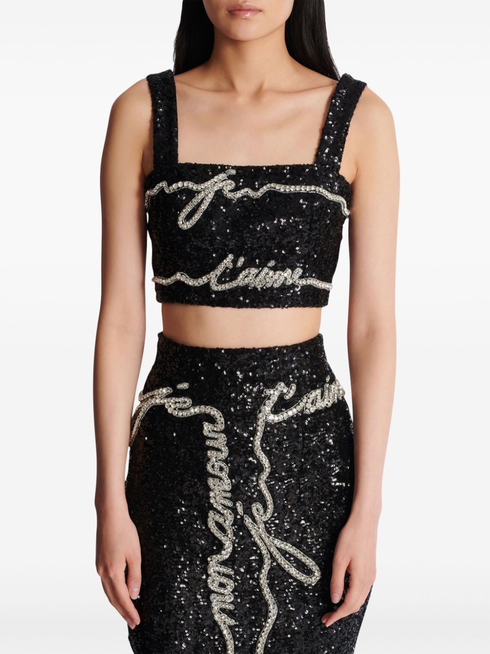 sequinned cropped top - 5