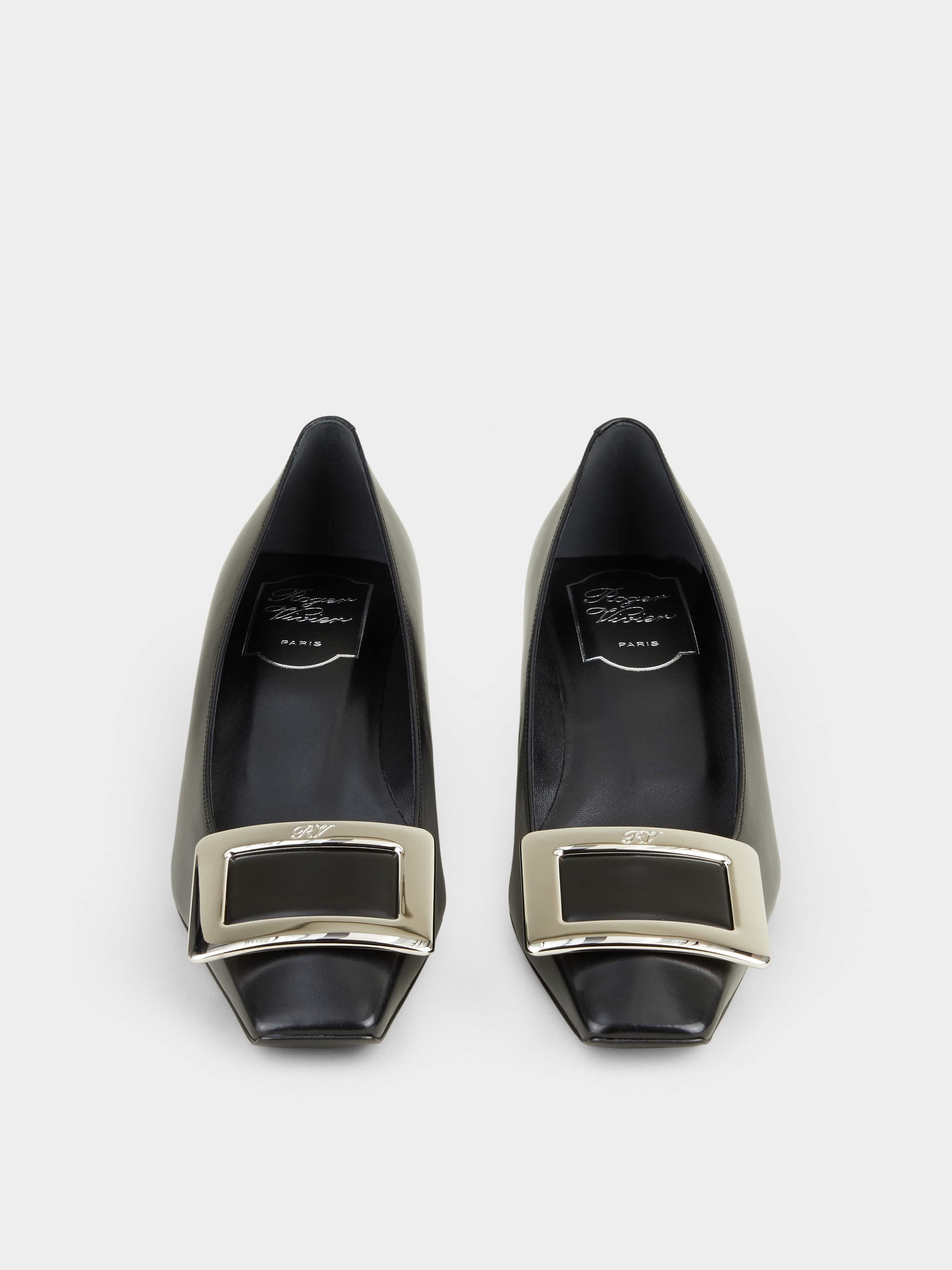 Belle Vivier Metal Buckle Pumps in Leather - 7