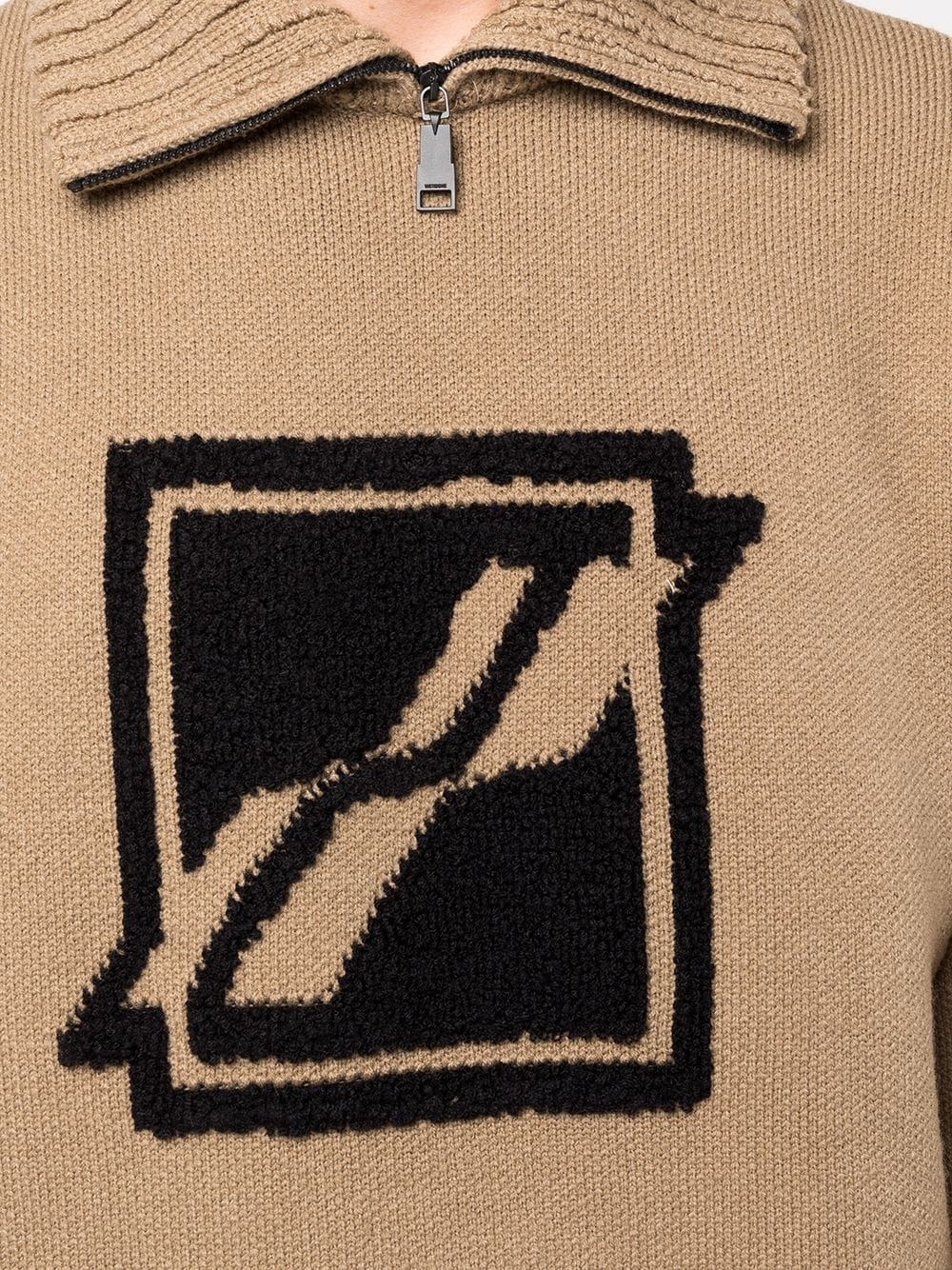 logo-intarsia roll-neck jumper - 6