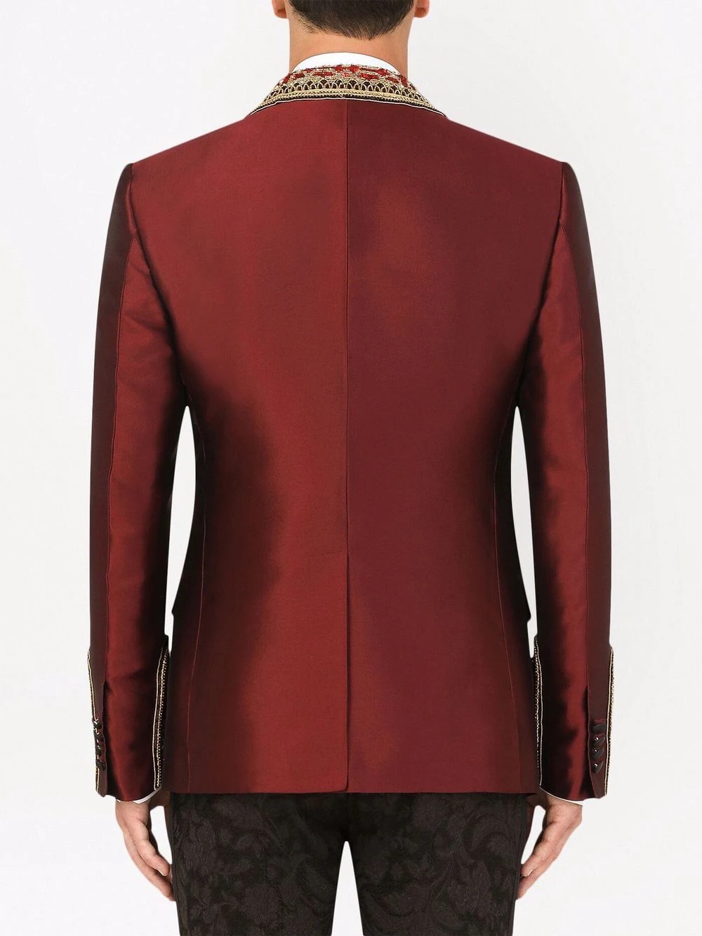 floral-jacquard three-piece suit - 4