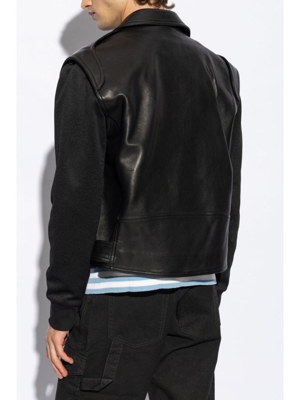 Belted leather jacket - 4