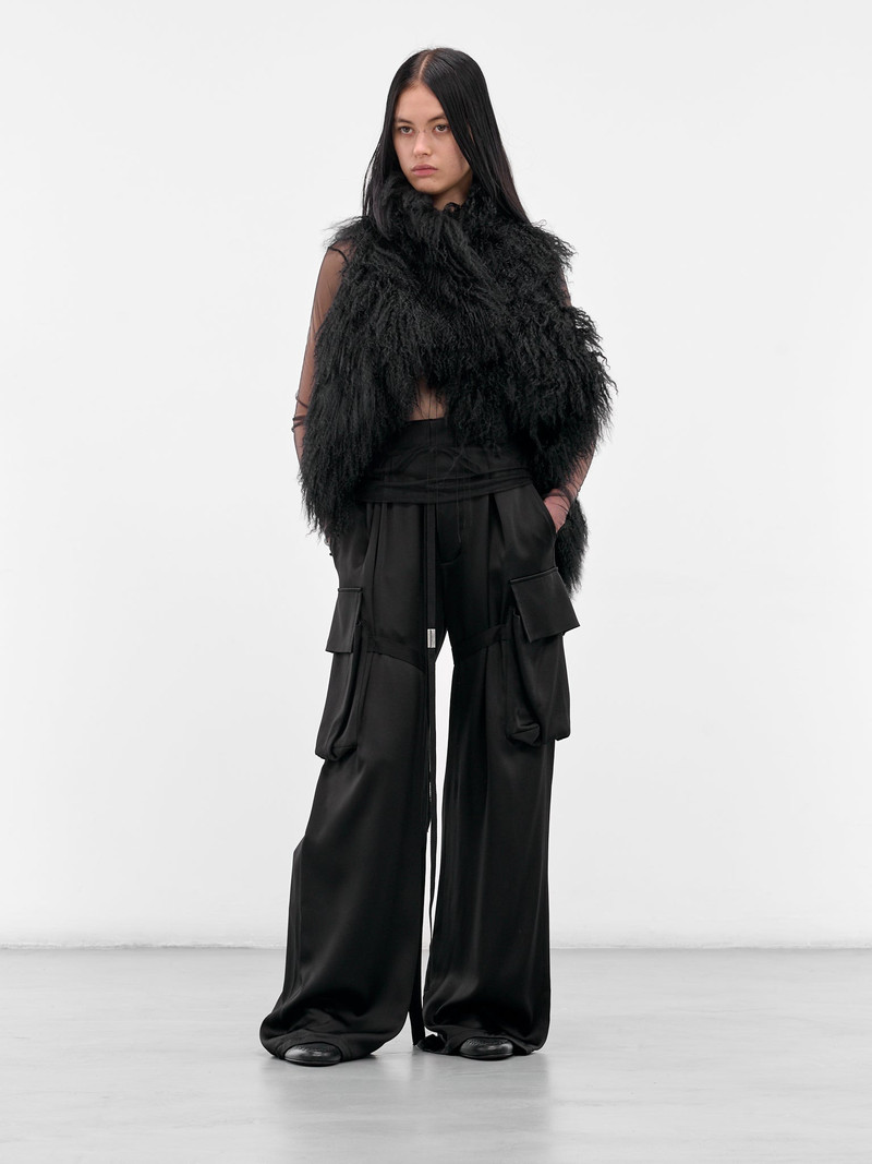Ann Demeulemeester Black Fressa Satin Cargo Pants outlook