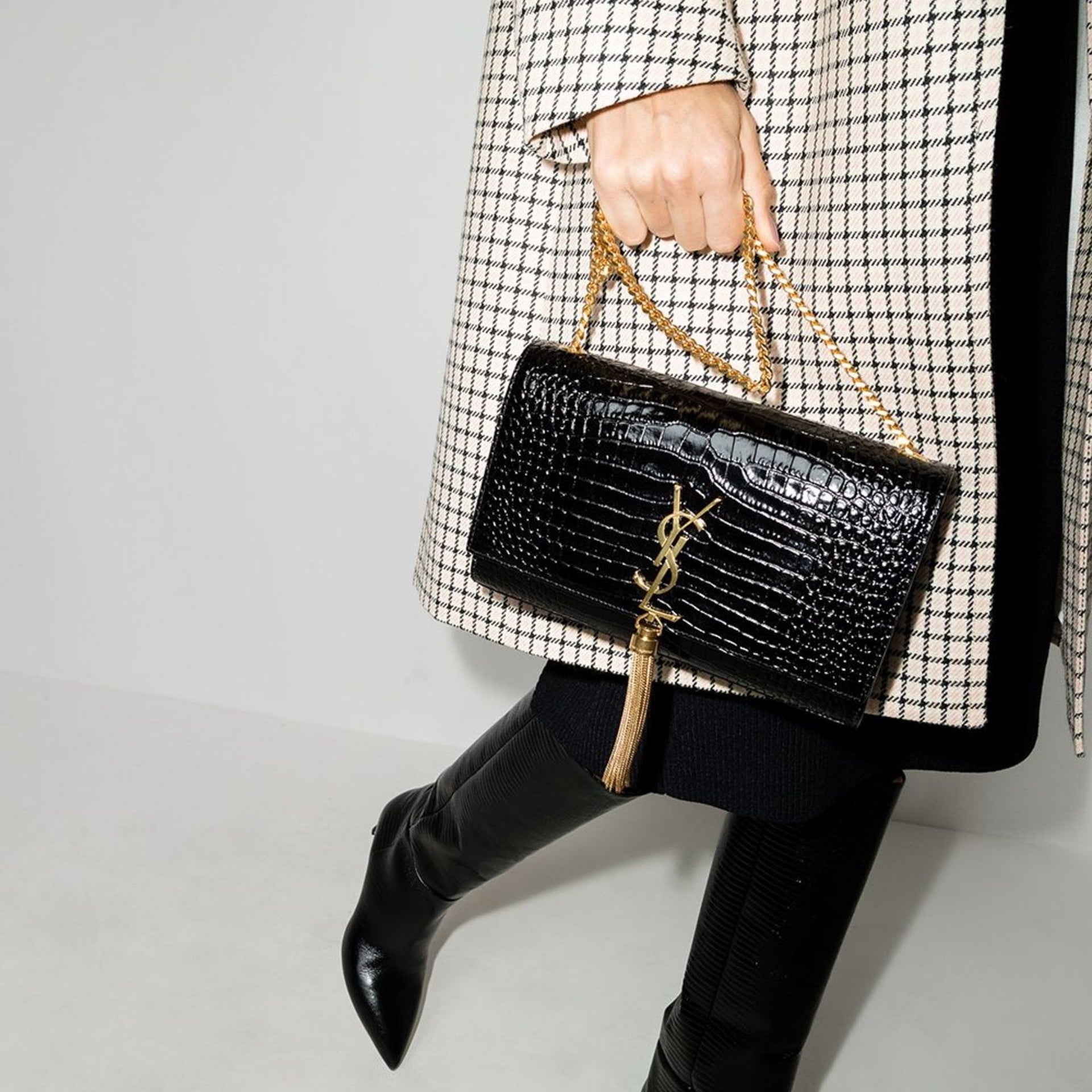 Kate Medium Tassel in Crocodile-Embossed Leather Bag - 5