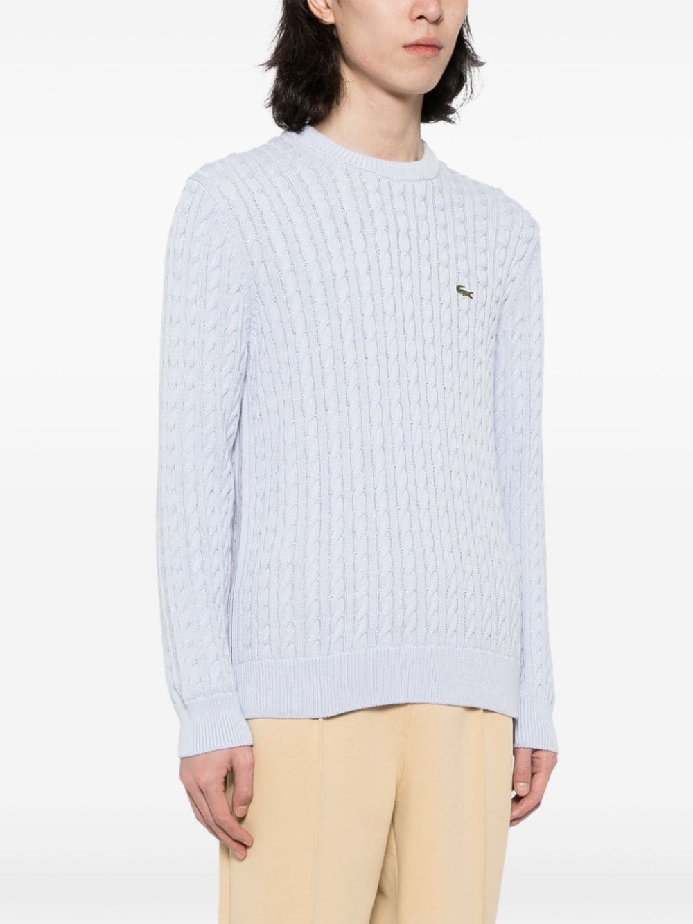 logo-embroidered cable-knit jumper - 3