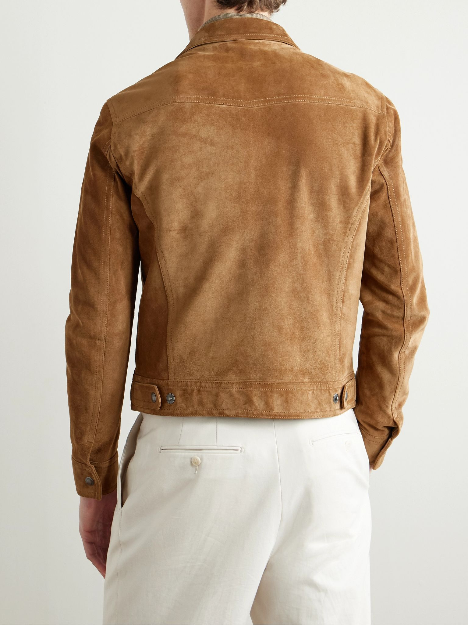 Slim-Fit Suede Jacket Tan - 4