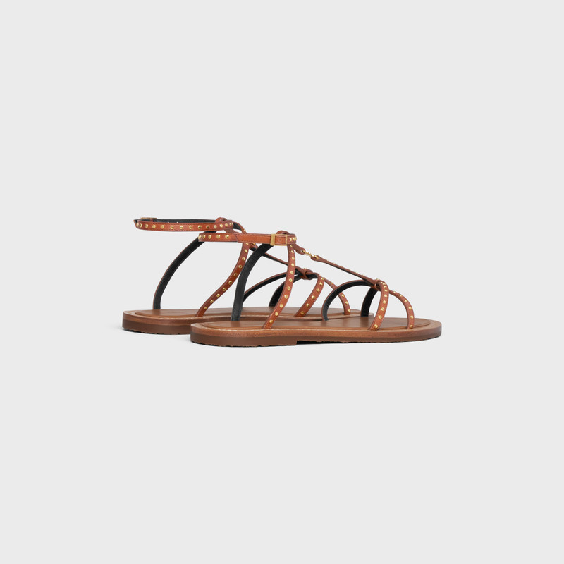 CELINE TAILLAT FLAT SANDAL WITH STUDS in CALFSKIN - VEGETAL TANNING & STUDS outlook