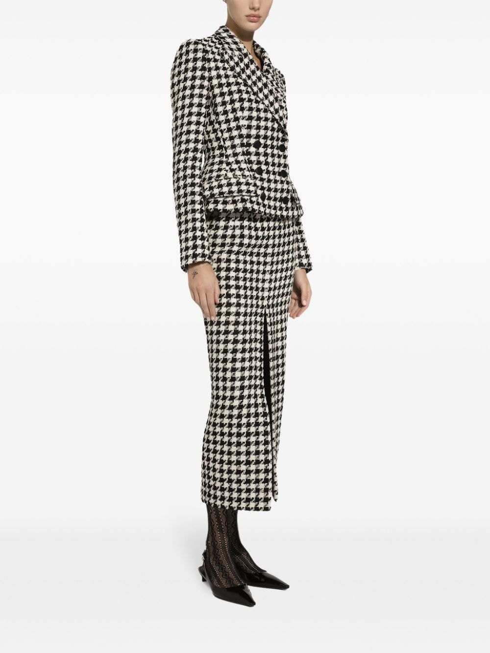 double breasted check blazer - 3