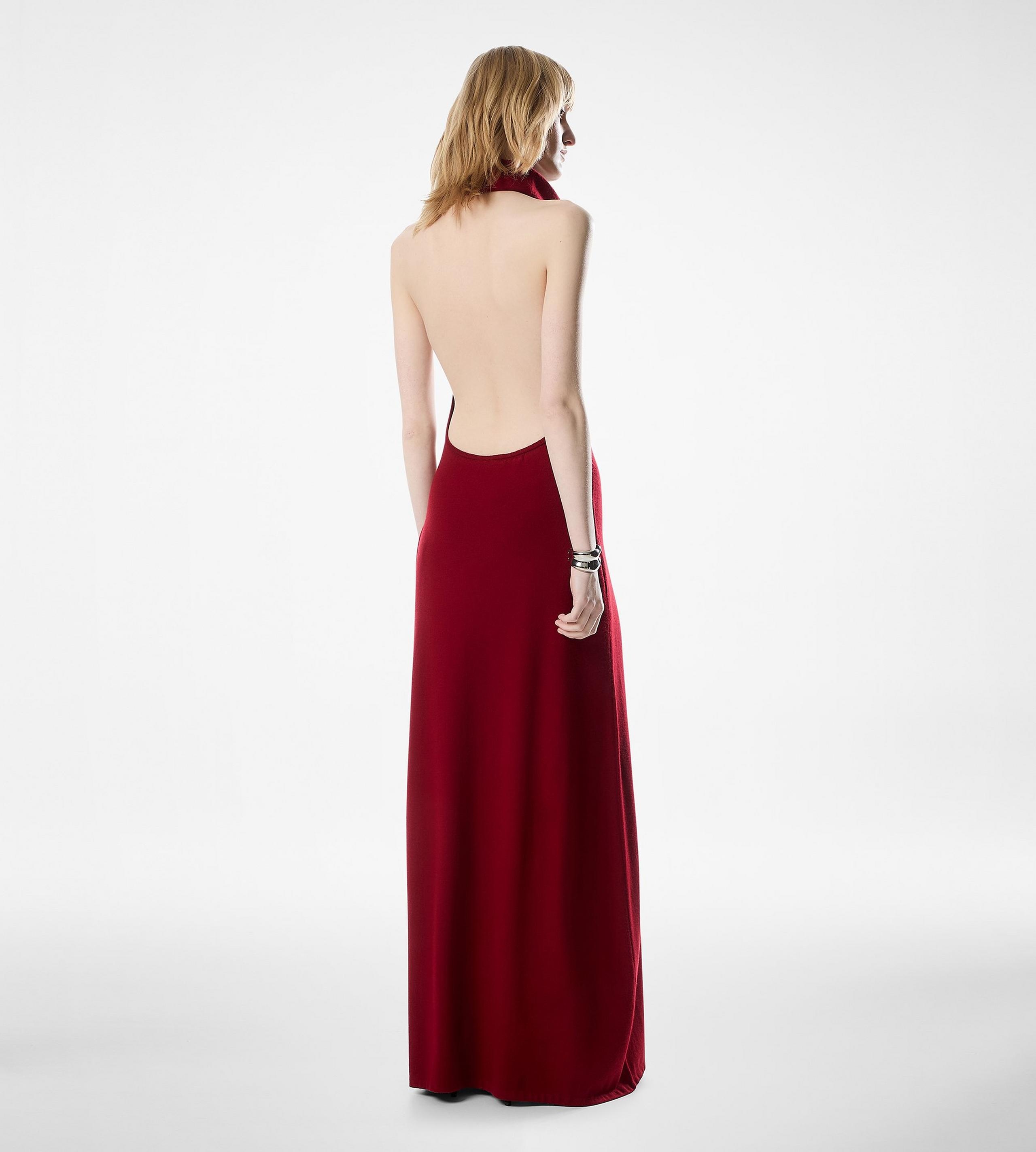 LONG HALTERNECK DRESS WITH POCKETS AND OPEN BACK - 4