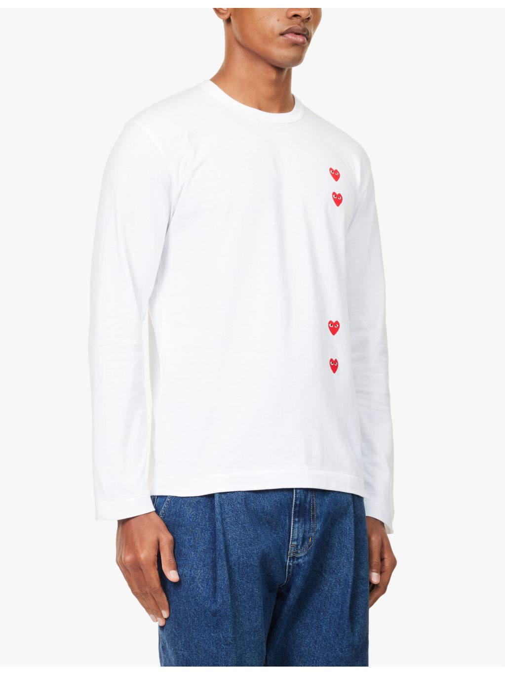 Vertical heart-print cotton-jersey T-shirt - 3