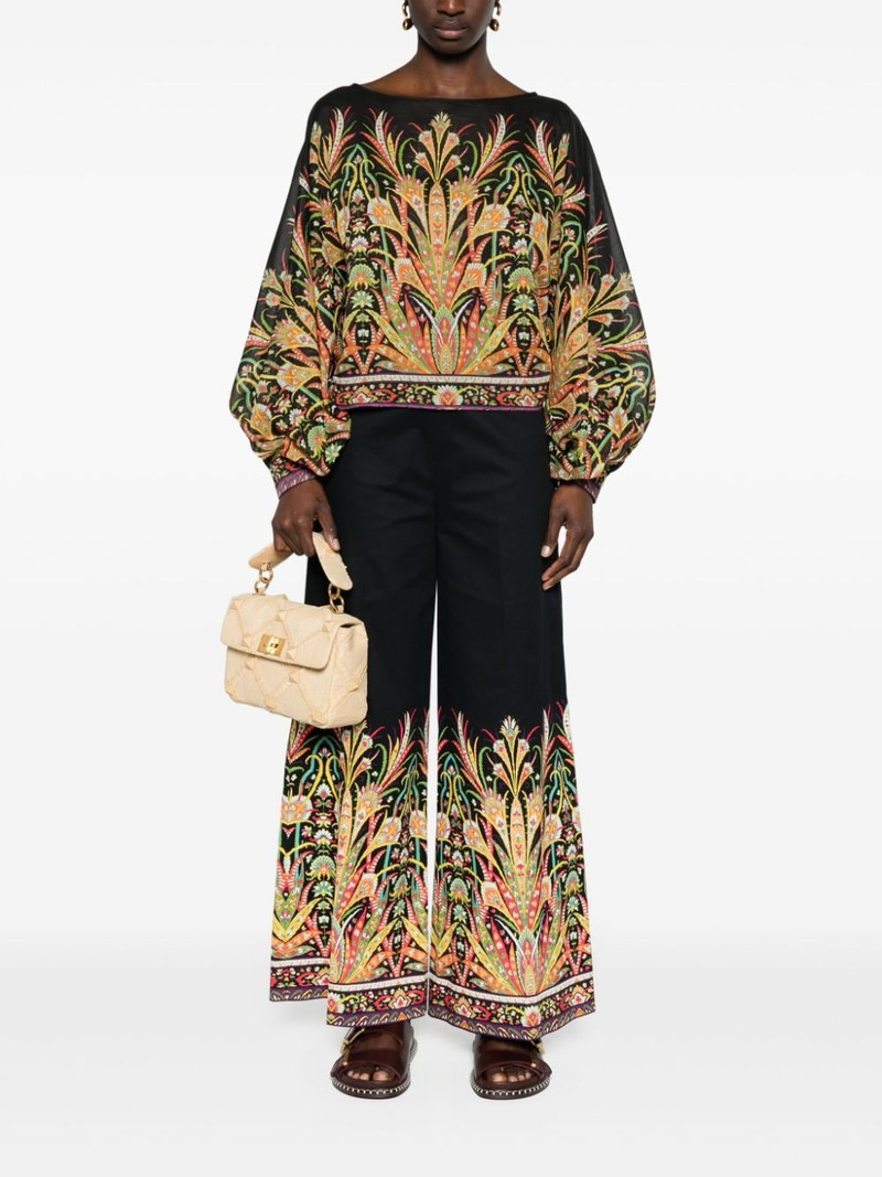 Etro botanical-print palazzo pants outlook