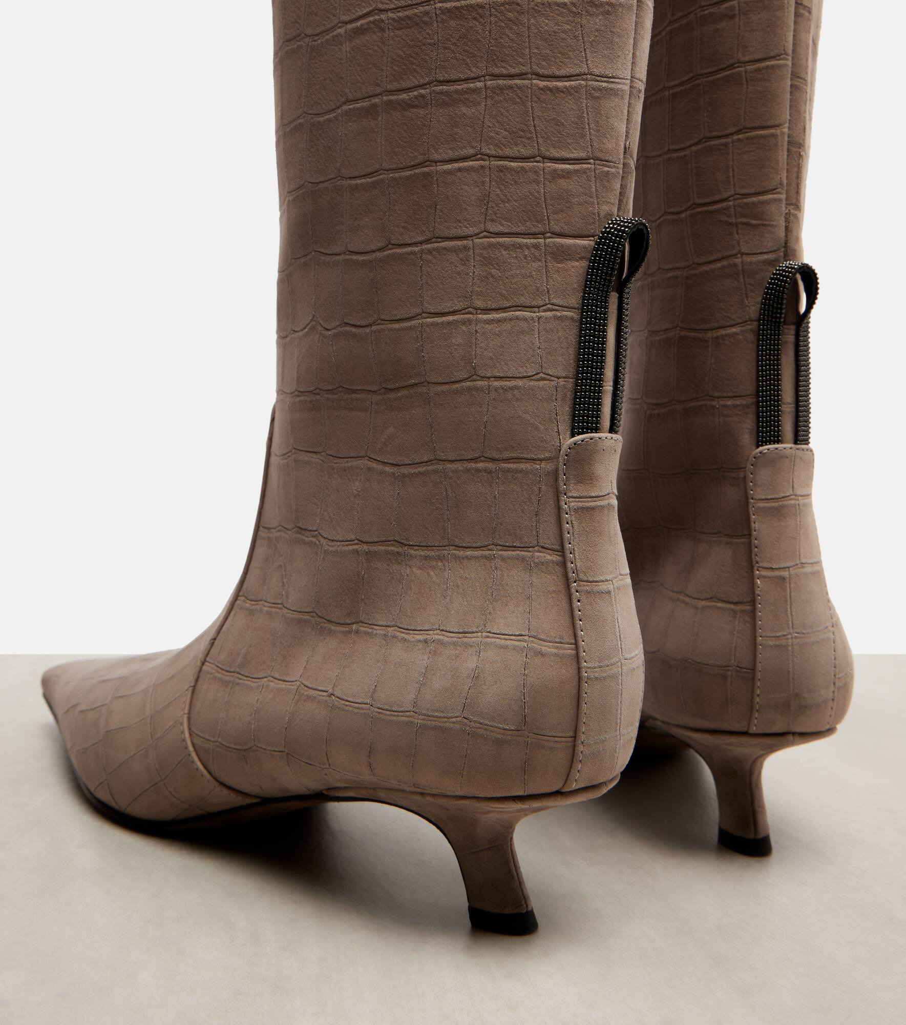 Monili croc-effect suede knee-high boots - 5