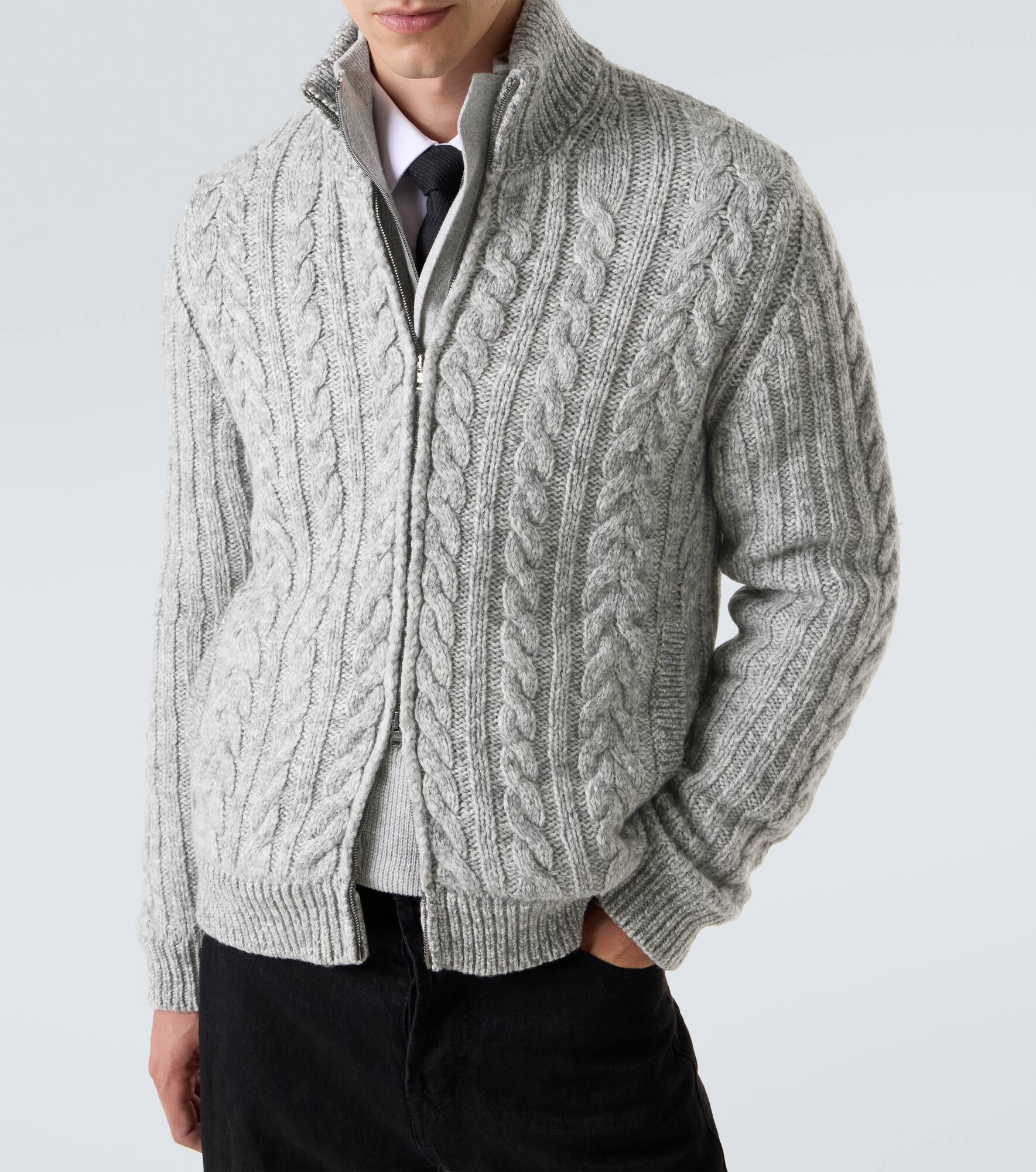 Cable-knit wool jacket - 5