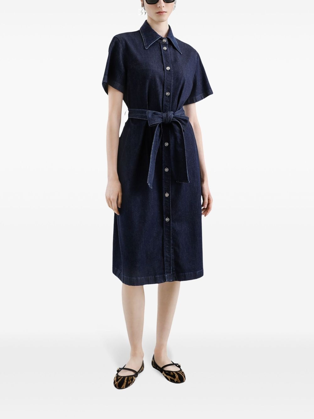 belted denim dress - 2