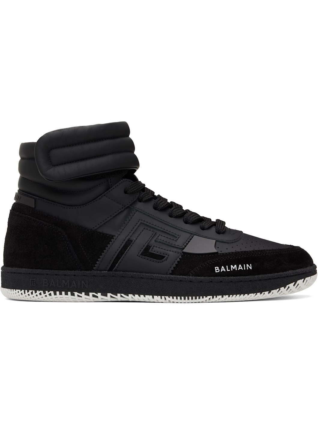 Black 'Balmain' Swan Mid-Top Sneakers - 1